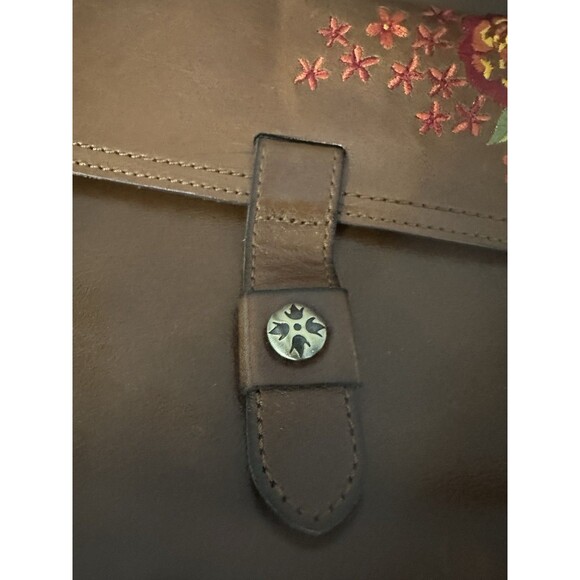 Patricia Nash Madison Leather Tote Shoulder Bag Purse Cognac Embroidered Floral - Picture 5 of 10